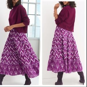 Anthropologie Purple Zigzag Maxi Skirt